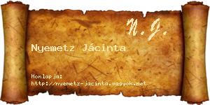 Nyemetz Jácinta névjegykártya